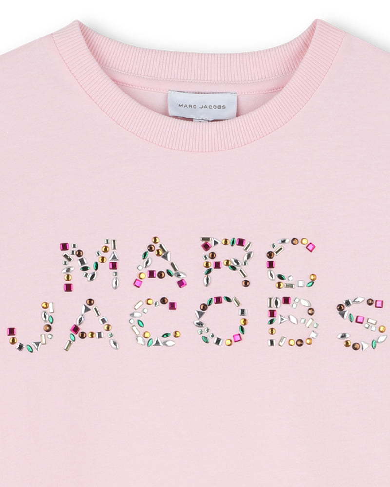 
  
    Marc
  
    Jacobs
  
 Girls Pink Crystal Logo T-Shirt