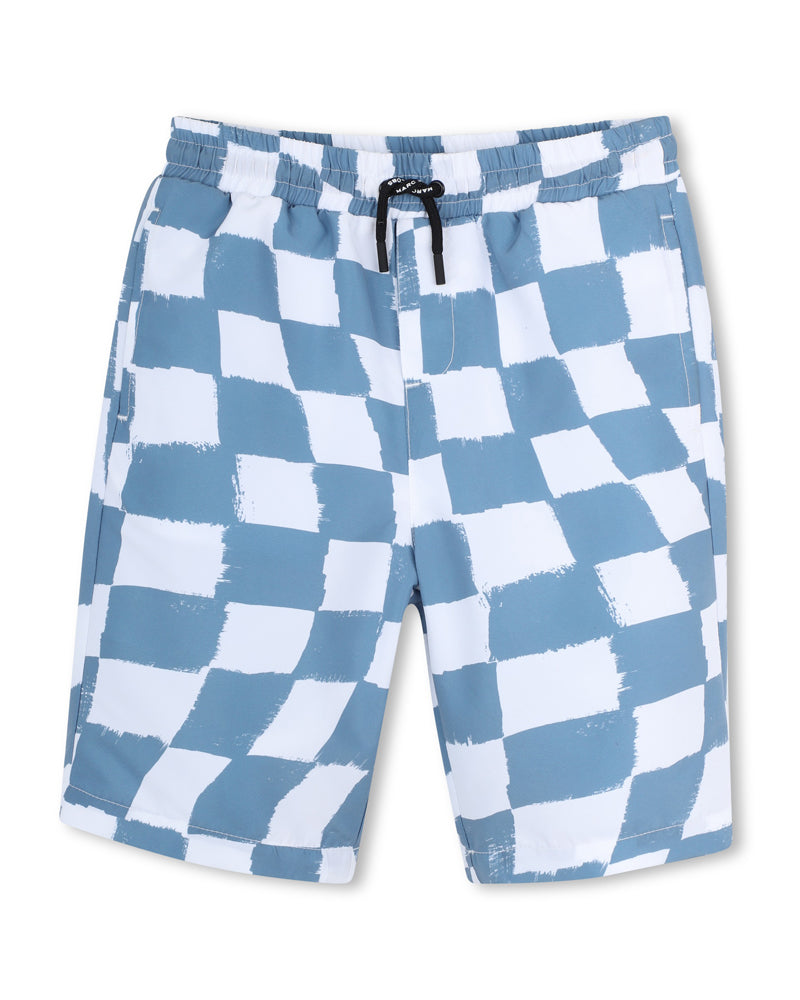 
  
    Marc
  
    Jacobs
  
 Boys Blue Checkerboard Swim Shorts