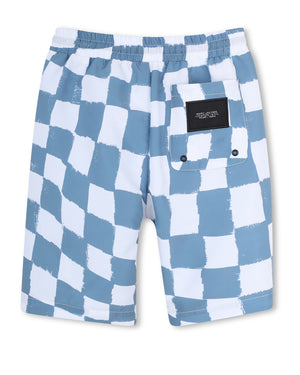 
  
    Marc
  
    Jacobs
  
 Boys Blue Checkerboard Swim Shorts