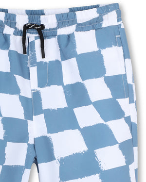 
  
    Marc
  
    Jacobs
  
 Boys Blue Checkerboard Swim Shorts
