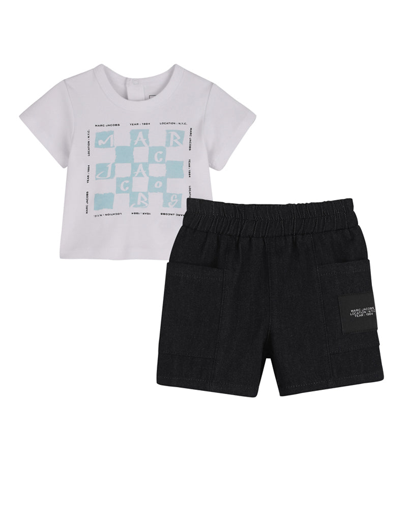 
  
    Marc
  
    Jacobs
  
 Baby Boys White T & Denim Short Set