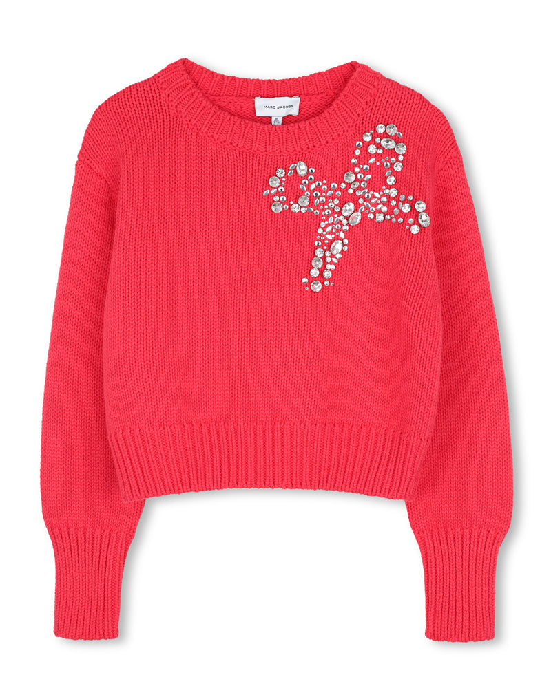 
  
    Marc
  
    Jacobs
  
 Girls Fuchsia Bow Cotton Knit Sweater