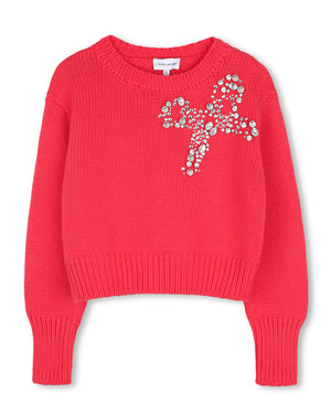 
  
    Marc
  
    Jacobs
  
 Girls Fuchsia Bow Cotton Knit Sweater