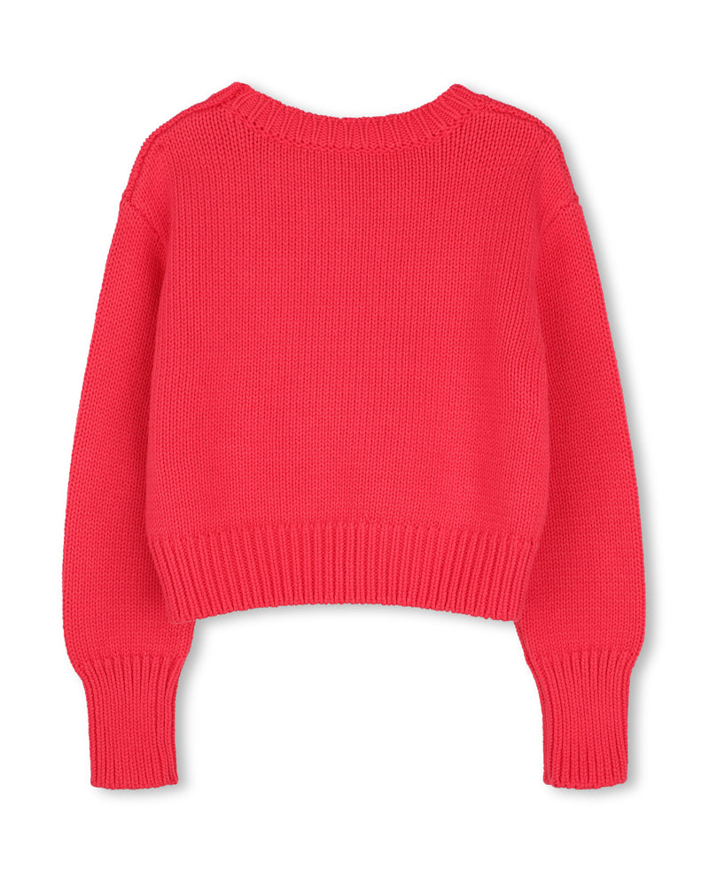 
  
    Marc
  
    Jacobs
  
 Girls Fuchsia Bow Cotton Knit Sweater