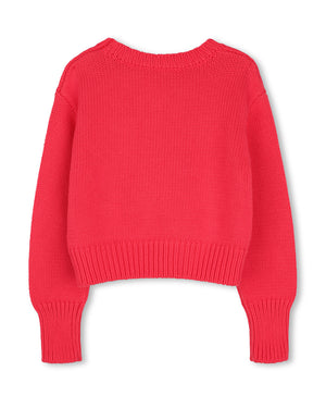 
  
    Marc
  
    Jacobs
  
 Girls Fuchsia Bow Cotton Knit Sweater
