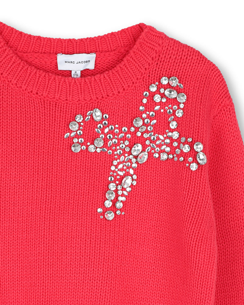 
  
    Marc
  
    Jacobs
  
 Girls Fuchsia Bow Cotton Knit Sweater