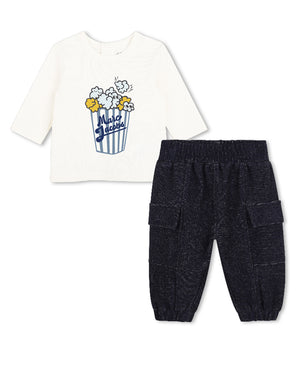
  
    Marc
  
    Jacobs
  
 Baby Boys Popcorn White/Blue Top & Pant Set