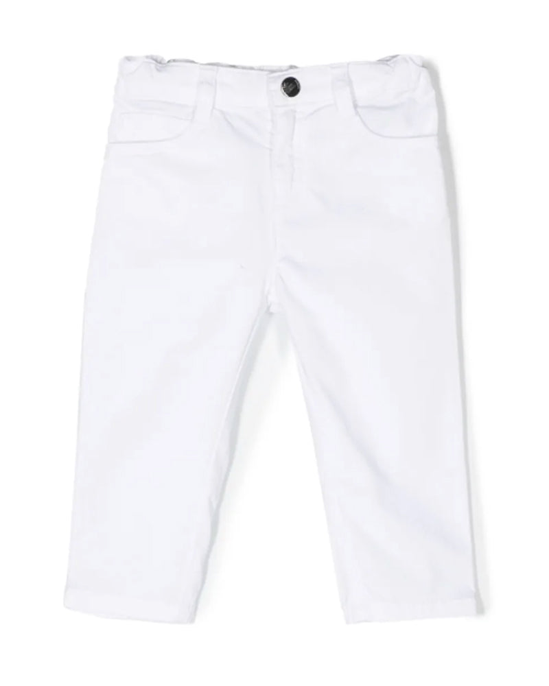 Baby Boys White Cotton Twill Pants