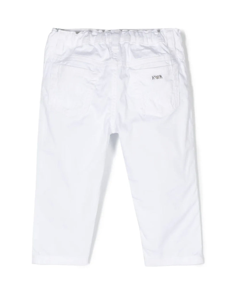 Baby Boys White Cotton Twill Pants