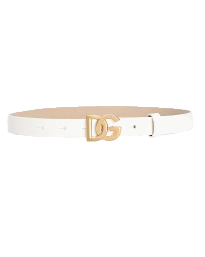 
  
    Dolce
  
    &
  
    Gabbana
  
 Girls White Patent Leather DG Belt