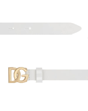 
  
    Dolce
  
    &
  
    Gabbana
  
 Girls White Patent Leather DG Belt