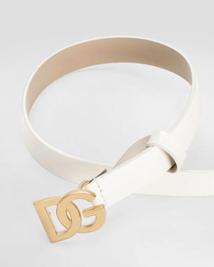 
  
    Dolce
  
    &
  
    Gabbana
  
 Girls White Patent Leather DG Belt