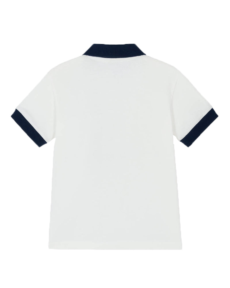 Boys White Cotton DG Laurel Logo Polo