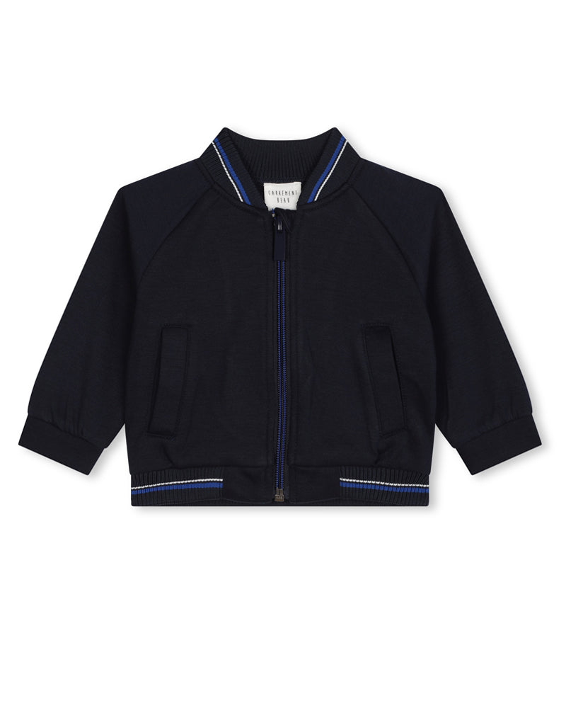 Boys Navy Zip Up Cardigan