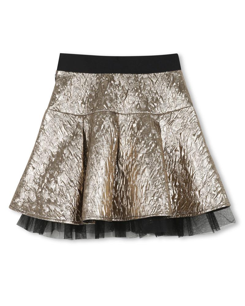 Girls Gold Pleated Skirt