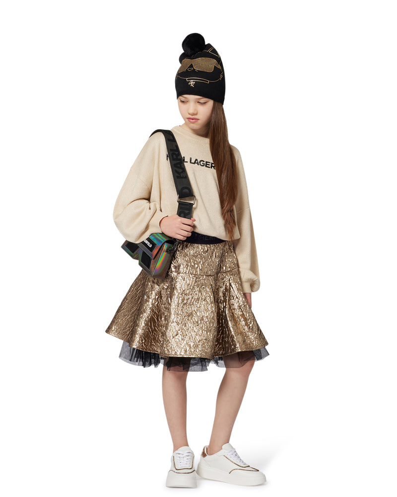 Girls Gold Pleated Skirt