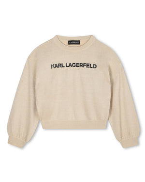 
  
    Karl
  
    Lagerfeld
  
    Kids
  
 Girls Gold Logo Knit Sweater
