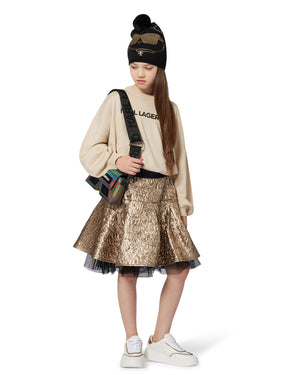 
  
    Karl
  
    Lagerfeld
  
    Kids
  
 Girls Gold Logo Knit Sweater