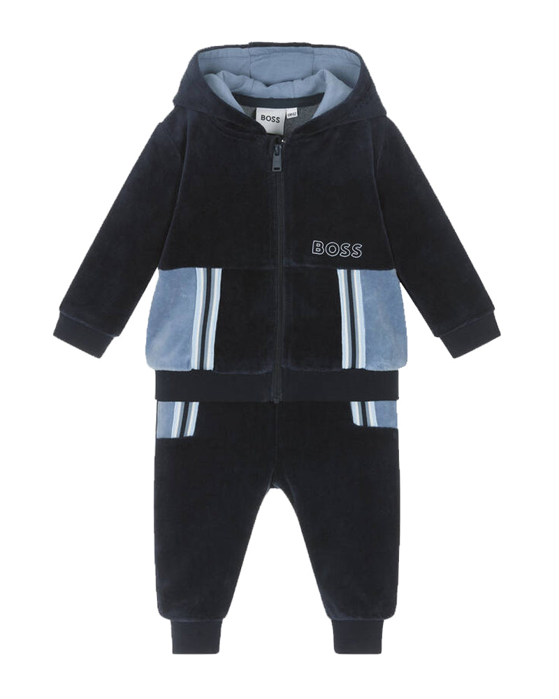 Baby Boys Navy Velour Tracksuit