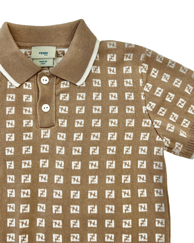 
  
    Fendi
  
 Baby Boys Beige Knit Micro FF Polo