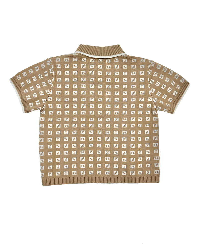 
  
    Fendi
  
 Baby Boys Beige Knit Micro FF Polo