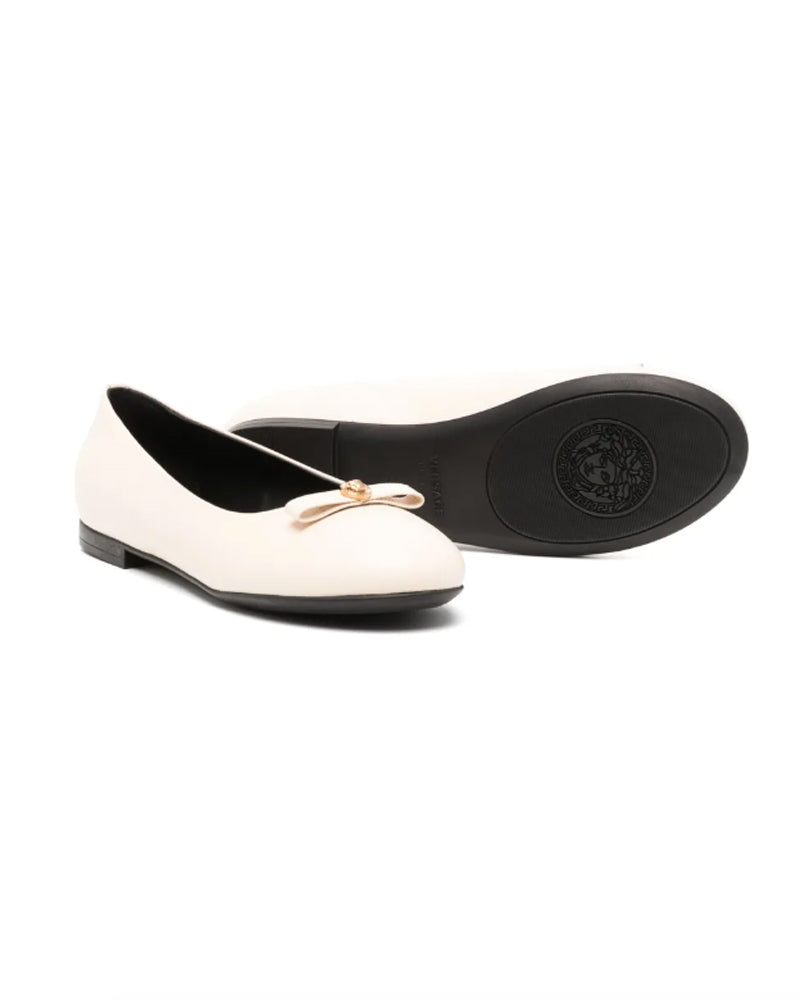 Girls Ivory Leather Ballerinas