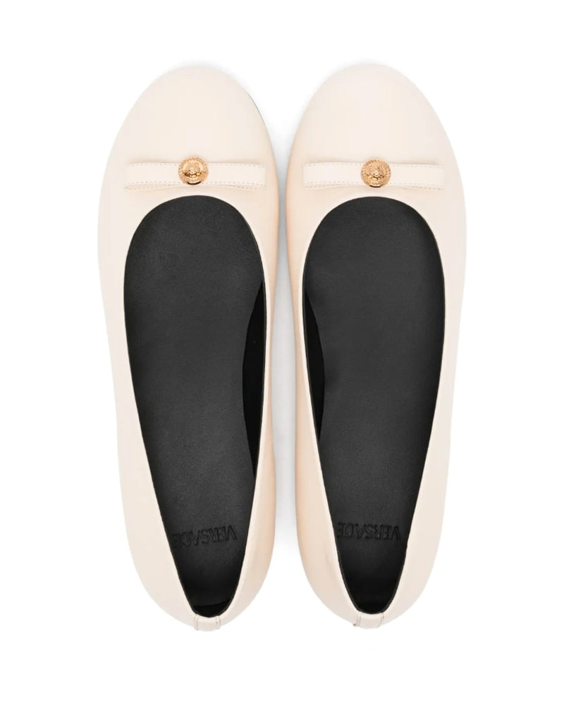 Girls Ivory Leather Ballerinas