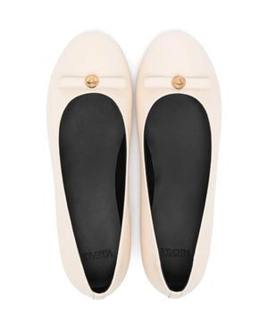 
  
    Versace
  
 Girls Ivory Leather Ballerinas