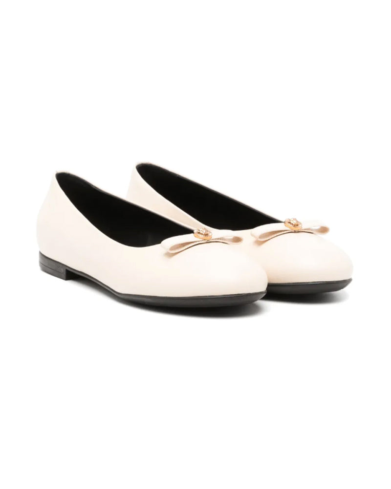 Girls Ivory Leather Ballerinas