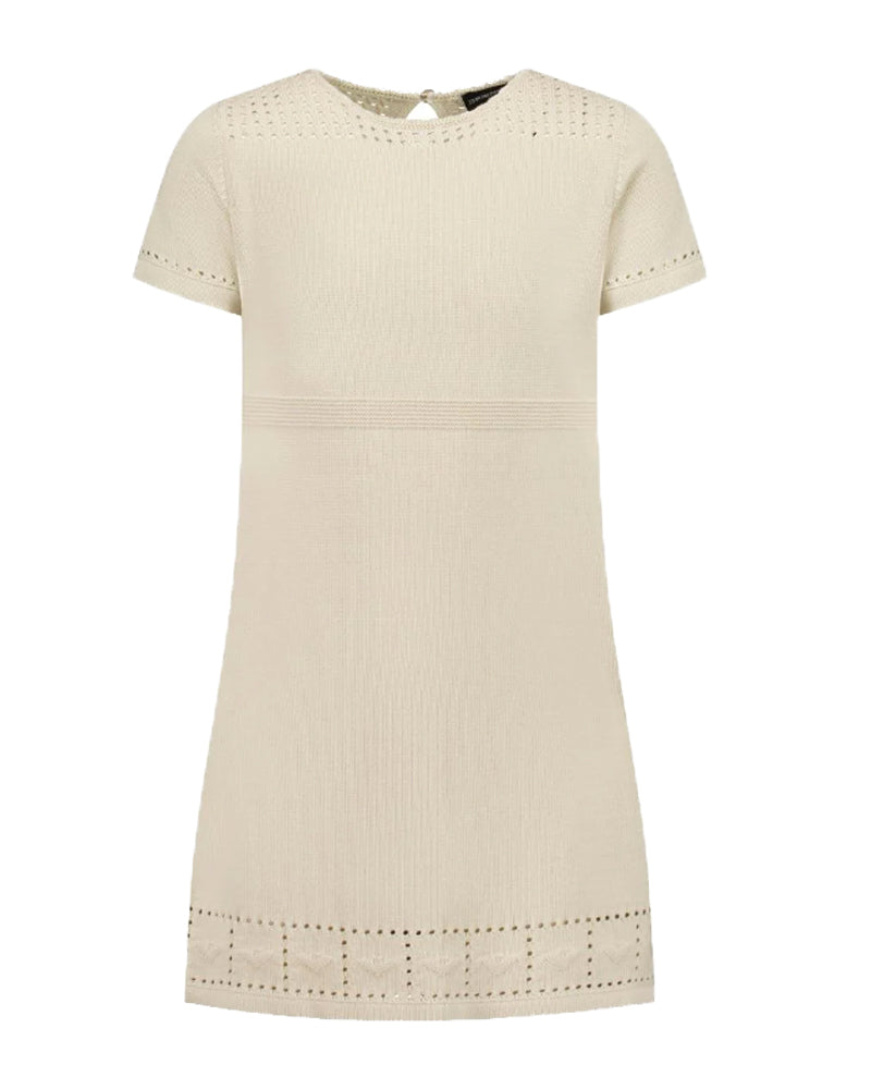 emporio armani knit dress Emporio, Armani, Girls Beige Embroidered Knit Dress