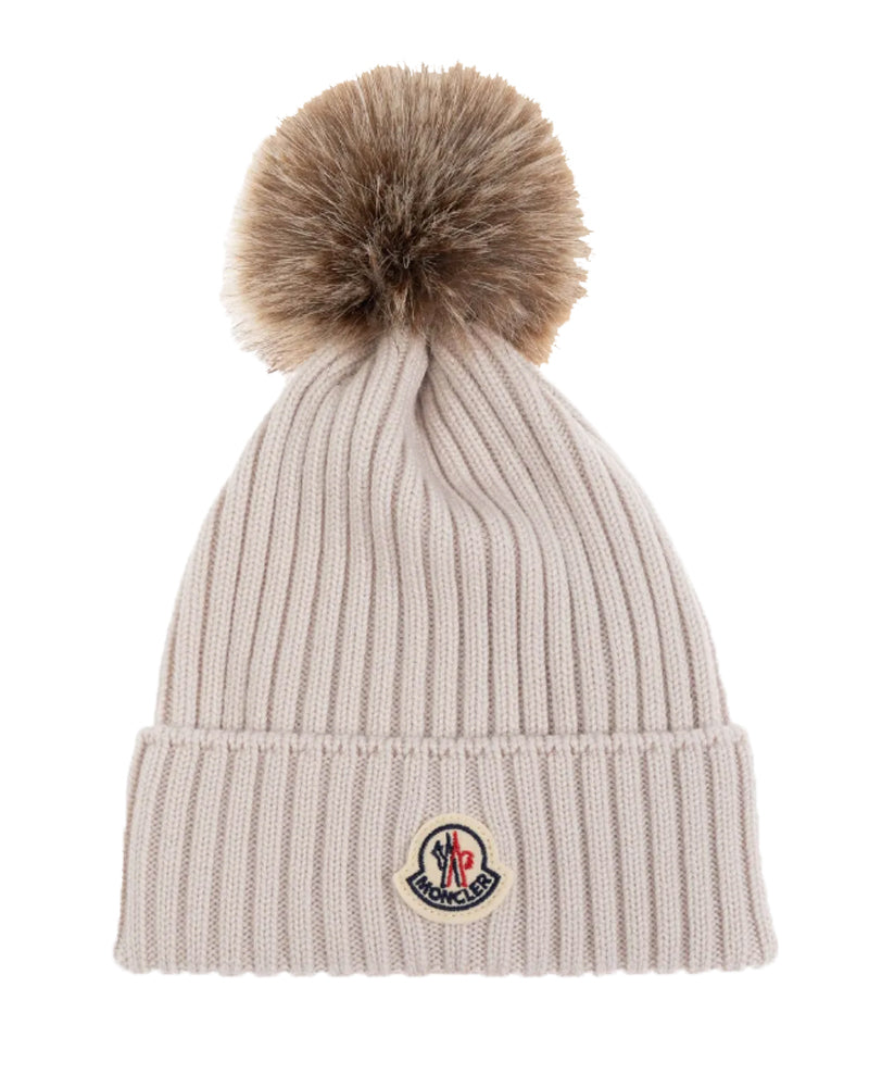 Grey Wool Pom Pom Hat