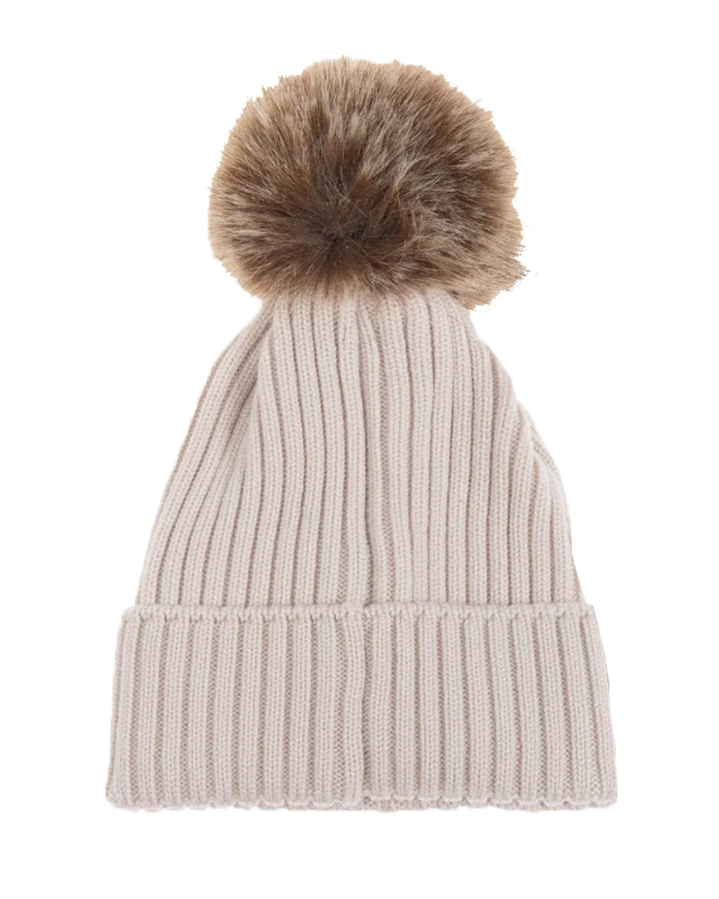 Grey Wool Pom Pom Hat