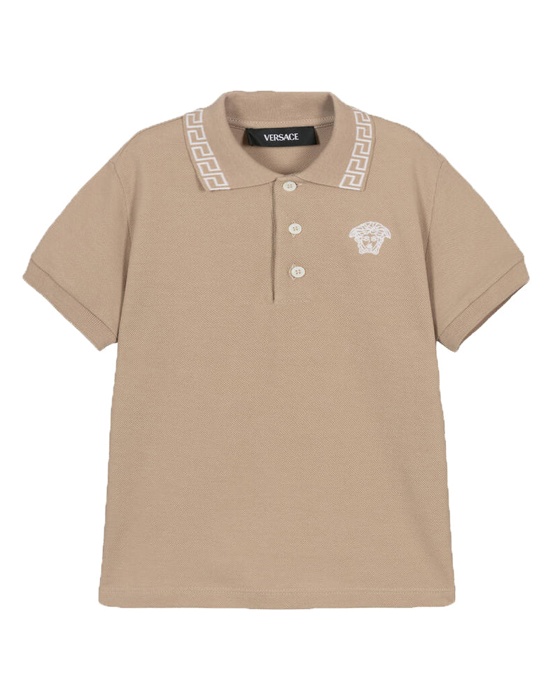 Baby Medusa Embroidered Greca Polo