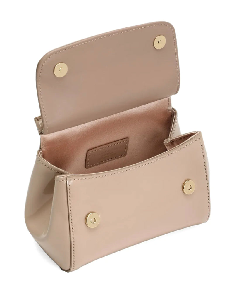 Girls Beige Patent Leather Sicily Bag