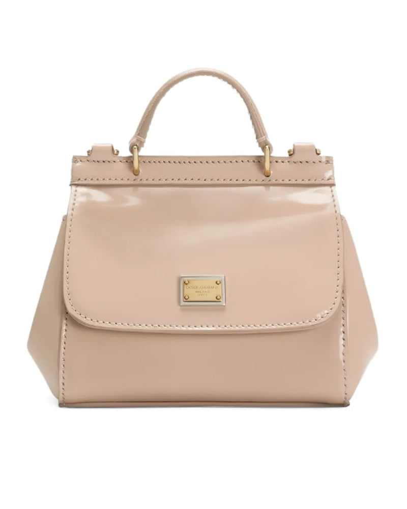Girls Beige Patent Leather Sicily Bag