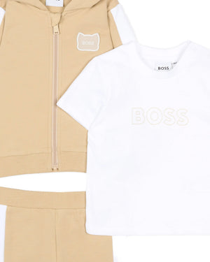 
  
    Boss
  
 Baby Boys Beige 3 Pc Tracksuit
