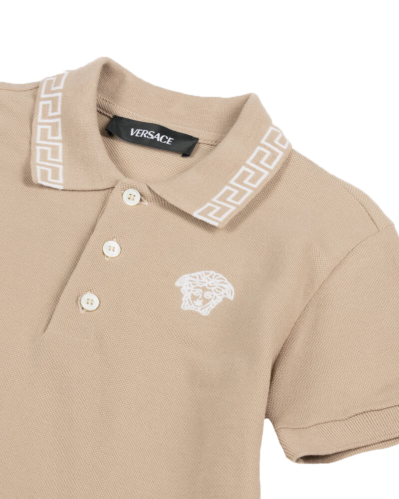 Baby Medusa Embroidered Greca Polo