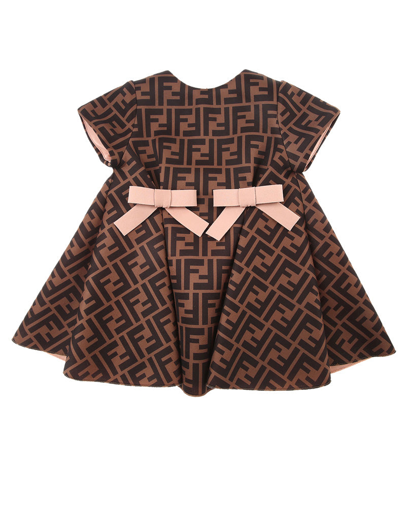 Baby Girls Brown Neoprene FF Dress