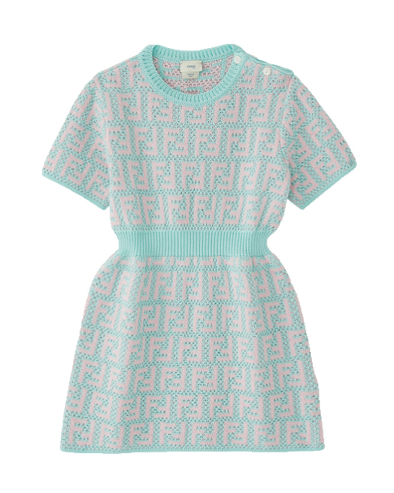 Baby Girls Blue/Pink Knit FF Dress