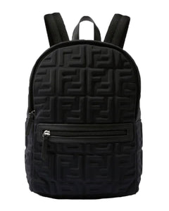 Fendi Kids Black FF Logo Backpack