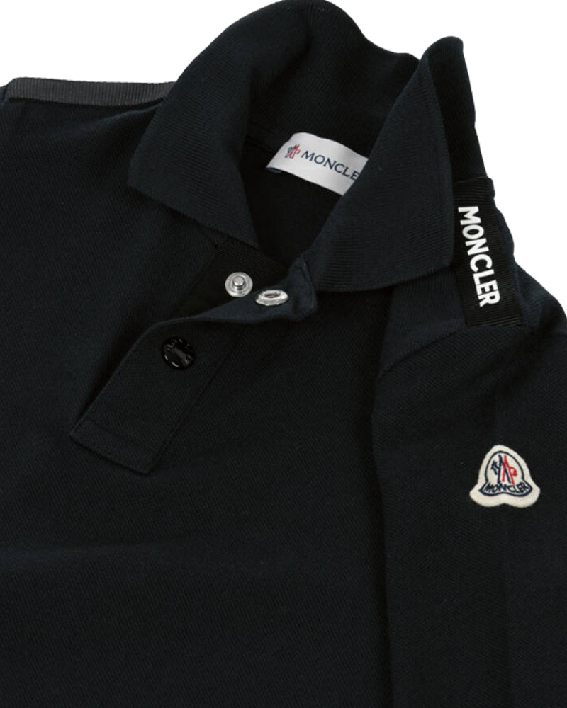Boys Black Logo Polo