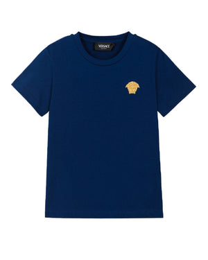 
  
    Versace
  
 Blue Medusa Embroiderd T-Shirt