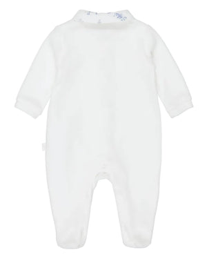 
  
    Pureté
  
    Du
  
    Bébé
  
 Baby Boys Blue/Ivory Toile De Jouy Velour Onesie