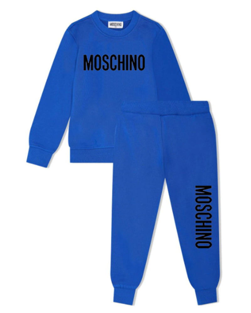 Boys Blue Text Logo Tracksuit