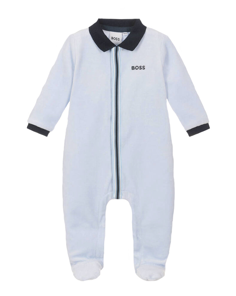Boss, Baby Boys Blue Polo Onesie - Main Image