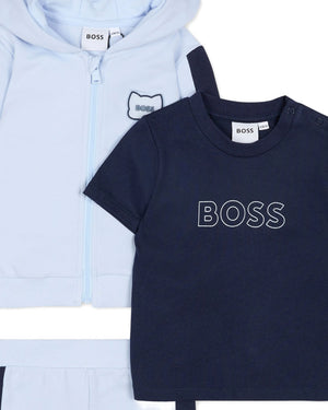 
  
    Boss
  
 Baby Boys Blue 3 Piece Tracksuit