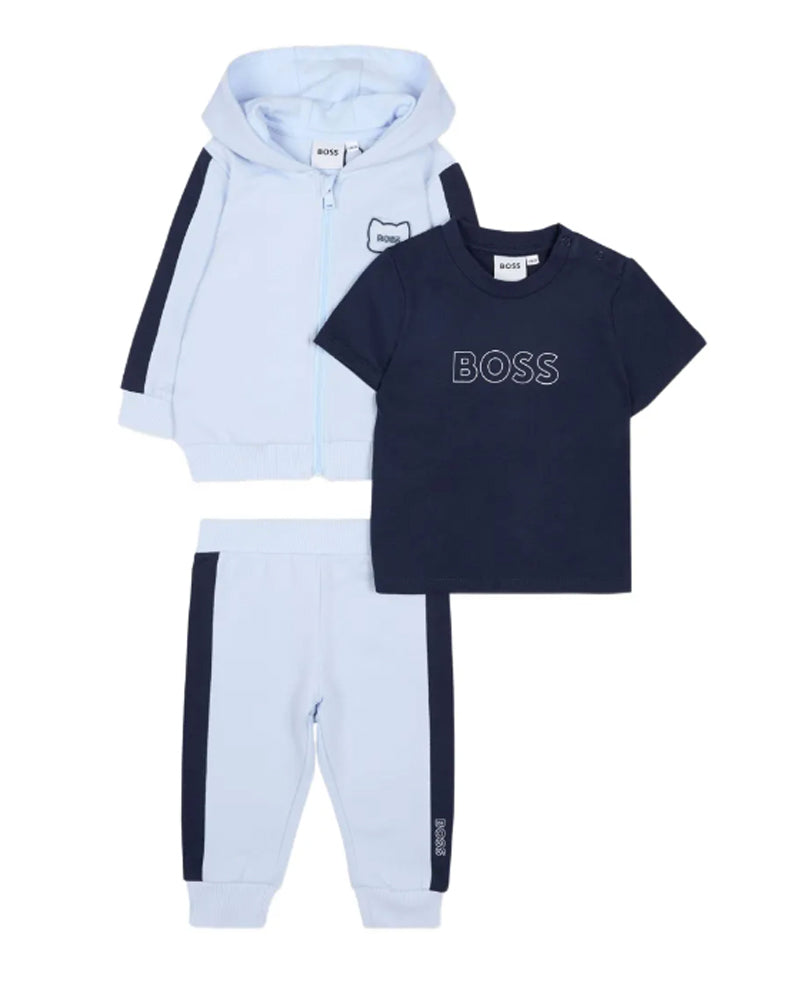 
  
    Boss
  
 Baby Boys Blue 3 Piece Tracksuit