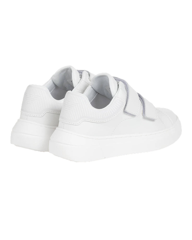 Boys White Velcro Sneaker