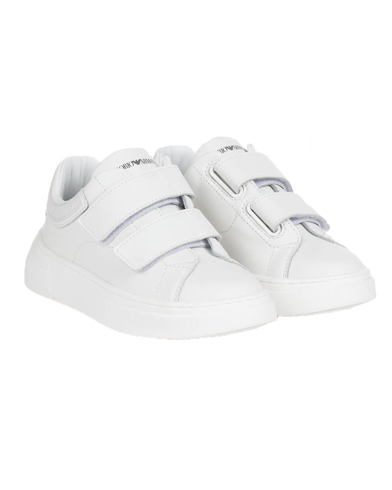 Boys White Velcro Sneaker