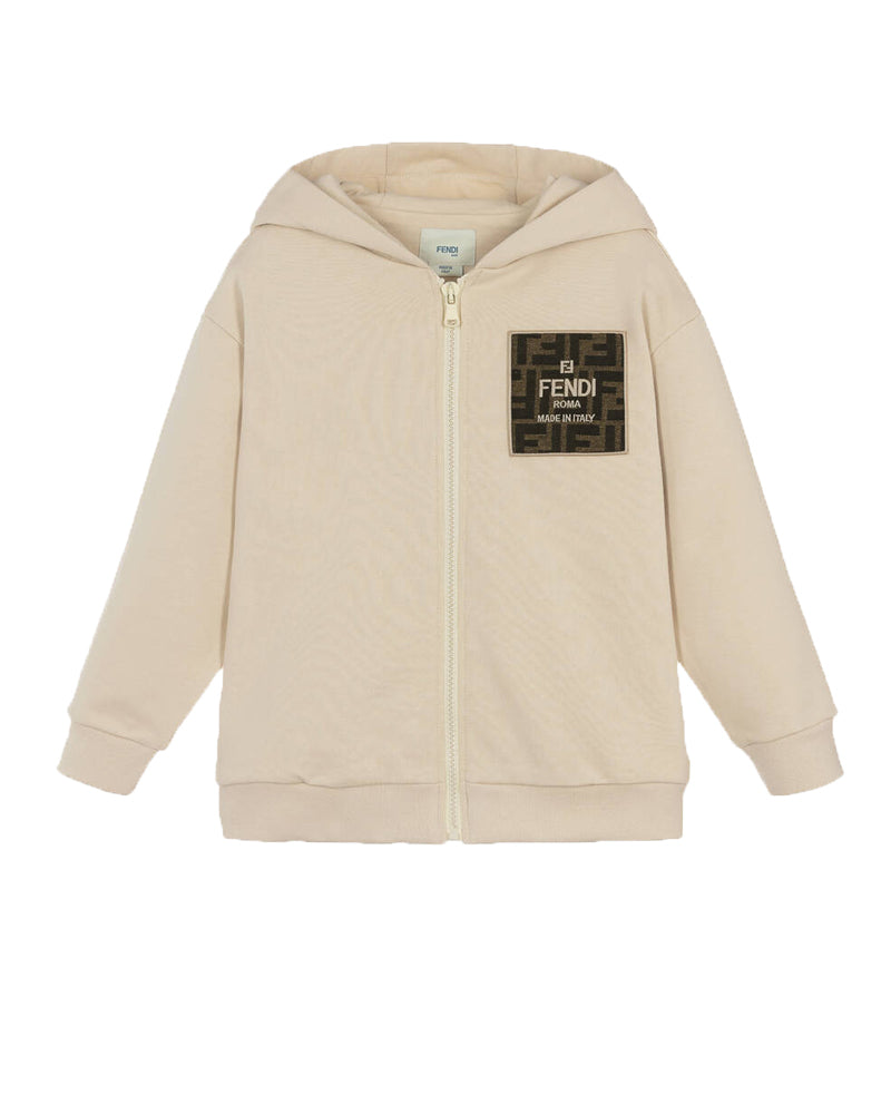 Beige Zip FF Pocket Sweater